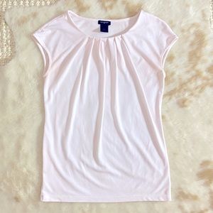 Ann Taylor xs seashell pink stretchy cap sleeve blouse